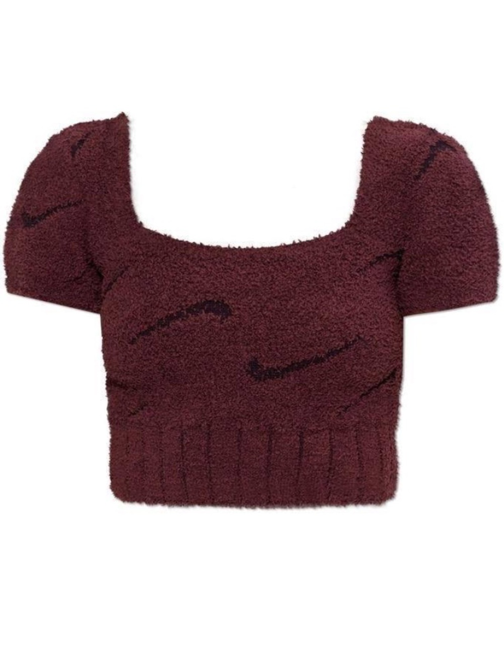 Nike Phoenix Cozy Knit Boucle Swoosh Crop Top HV2770-619 Burgundy XXL Tall NWT